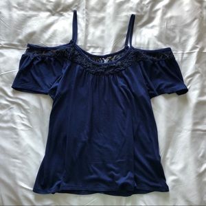 Blue Off the Shoulder Shirt